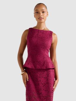 Forever New - Loretta Lace Pink Peplum Top