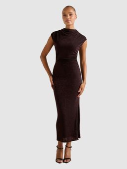 Forever New - Sammy Glitter Bodycon Brown Midi Dress