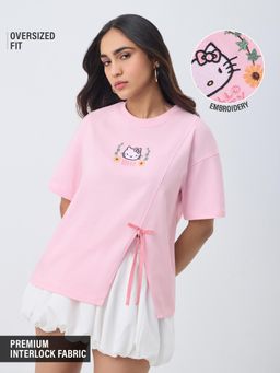 The Souled Store - Official Hello Kitty: Pink Bow Women Oversized T-Shirt