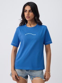 The Souled Store - Anxiety Blue Women Relaxed Fit T-Shirt