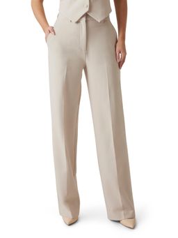 Guess - Women Beige Solid Regular Fit High-Rise Formal Trouser