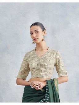 Fabindia - Beige Polka Dots Cotton Stitched Blouse