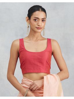 Fabindia - Magenta Solid Cotton Silk Stitched Blouse
