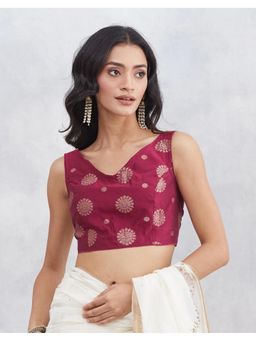 Fabindia - Wine Woven Cotton Silk Stitched Blouse