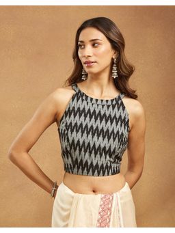 Fabindia - Black Geometric Cotton Stitched Blouse