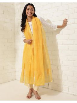 Fabindia - Thread Work Yellow Cotton Silk Dupatta