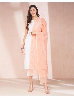Fabindia - Thread Work Peach Cotton Silk Dupatta