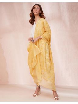 Fabindia - Thread Work Cotton Silk Yellow Dupatta