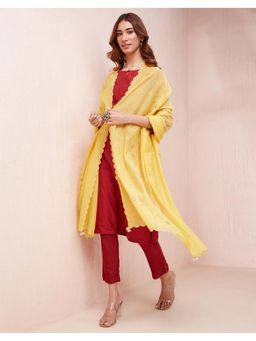 Fabindia - Yellow Embellished/Sequined Cotton Silk Dupatta