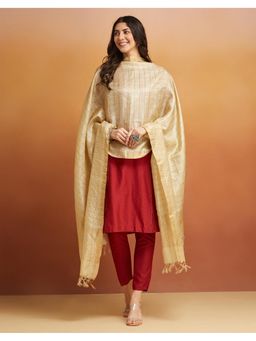 Fabindia - Beige Woven Zari Silk Blend Dupatta