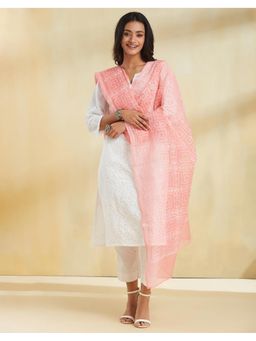 Fabindia - Pink Thread Work Cotton Silk Dupatta