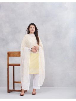 Fabindia - Thread Work Off White Cotton Silk Dupatta