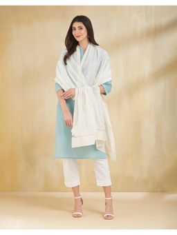 Fabindia - Thread Work Off White Cotton Silk Dupatta