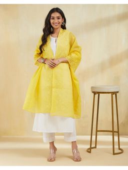 Fabindia - Yellow Cotton Silk Thread Work Dupatta