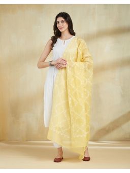 Fabindia - Women Yellow Thread Work Cotton Silk Dupatta