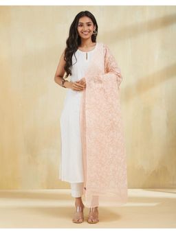 Fabindia - Thread Work Cotton Silk Pink Dupatta