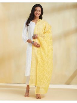 Fabindia - Yellow Women Thread Work Cotton Silk Dupatta