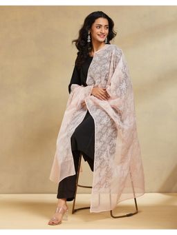 Fabindia - Thread Work Peach Cotton Silk Dupatta