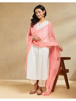 Fabindia - Pink Women Thread Work Cotton Silk Dupatta
