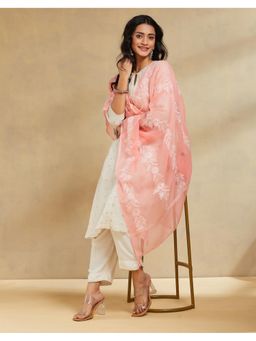 Fabindia - Thread Work Cotton Silk Peach Dupatta