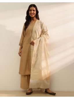 Fabindia - Off White Zari Cotton Silk Dupatta