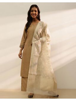 Fabindia - Zari Cotton Silk Off White Dupatta