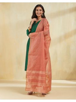 Fabindia - Peach Zari Viscose Blend Dupatta