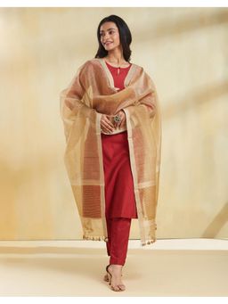Fabindia - Beige Zari Linen Blend Dupatta