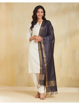 Fabindia - Black Zari Silk Blend Dupatta