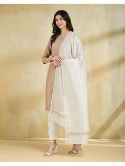 Fabindia - Cotton Silk Off White Thread Work Dupatta