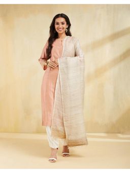 Fabindia - Off White Woven Silk Dupatta