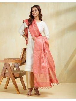 Fabindia - Peach Zari Silk Blend Dupatta