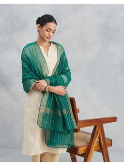 Fabindia - Zari Cotton Silk Green Dupatta