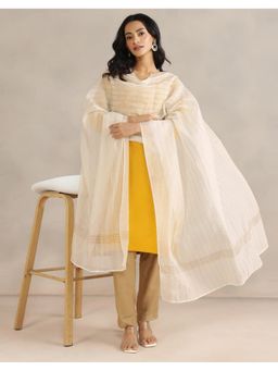 Fabindia - Zari Off White Cotton Silk Dupatta