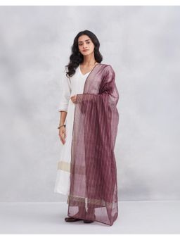 Fabindia - Wine Zari Cotton Silk Dupatta