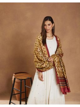 Fabindia - Mustard Block Print Silk Dupatta