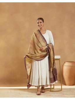 Fabindia - Block Print Silk Beige Dupatta