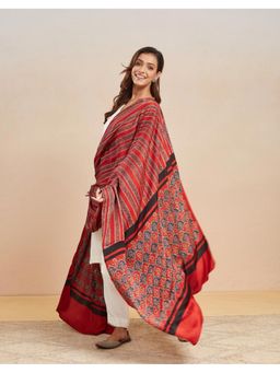 Fabindia - Red Printed Viscose Blend Dupatta