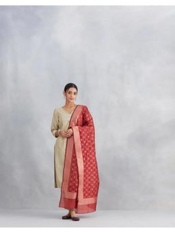 Fabindia - Maroon Zari Cotton Silk Dupatta