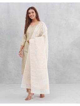 Fabindia - Off White Cotton Silk Zari Dupatta