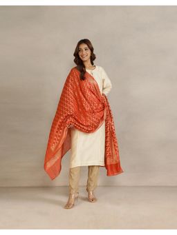 Fabindia - Orange Zari Cotton Silk Dupatta
