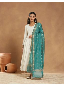 Fabindia - Turquoise Zari Cotton Silk Dupatta