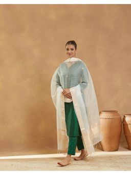 Fabindia - Silk Blend Beige Zari Dupatta