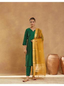 Fabindia - Yellow Zari Silk Blend Dupatta