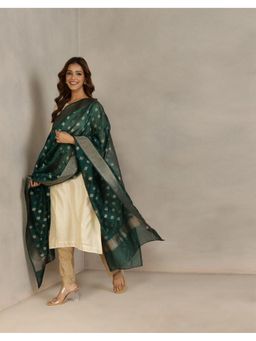 Fabindia - Green Zari Cotton Silk Dupatta