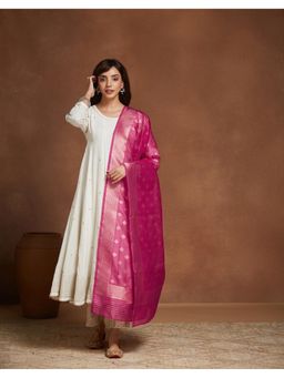 Fabindia - Pink Zari Cotton Silk Dupatta