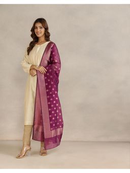 Fabindia - Zari Cotton Silk Wine Dupatta