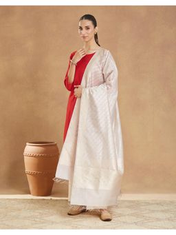 Fabindia - Cream Woven Cotton Silk Dupatta