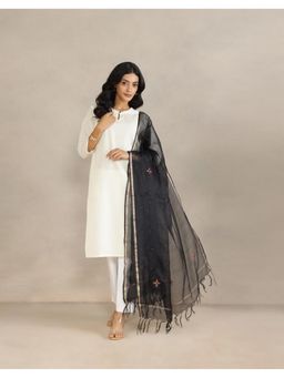 Fabindia - Black Thread Work Silk Blend Dupatta