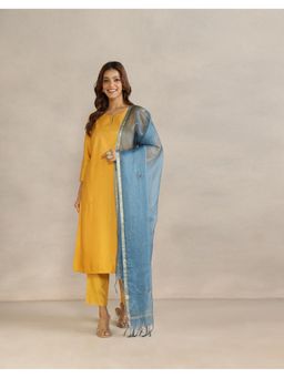 Fabindia - Blue Thread Work Silk Blend Dupatta